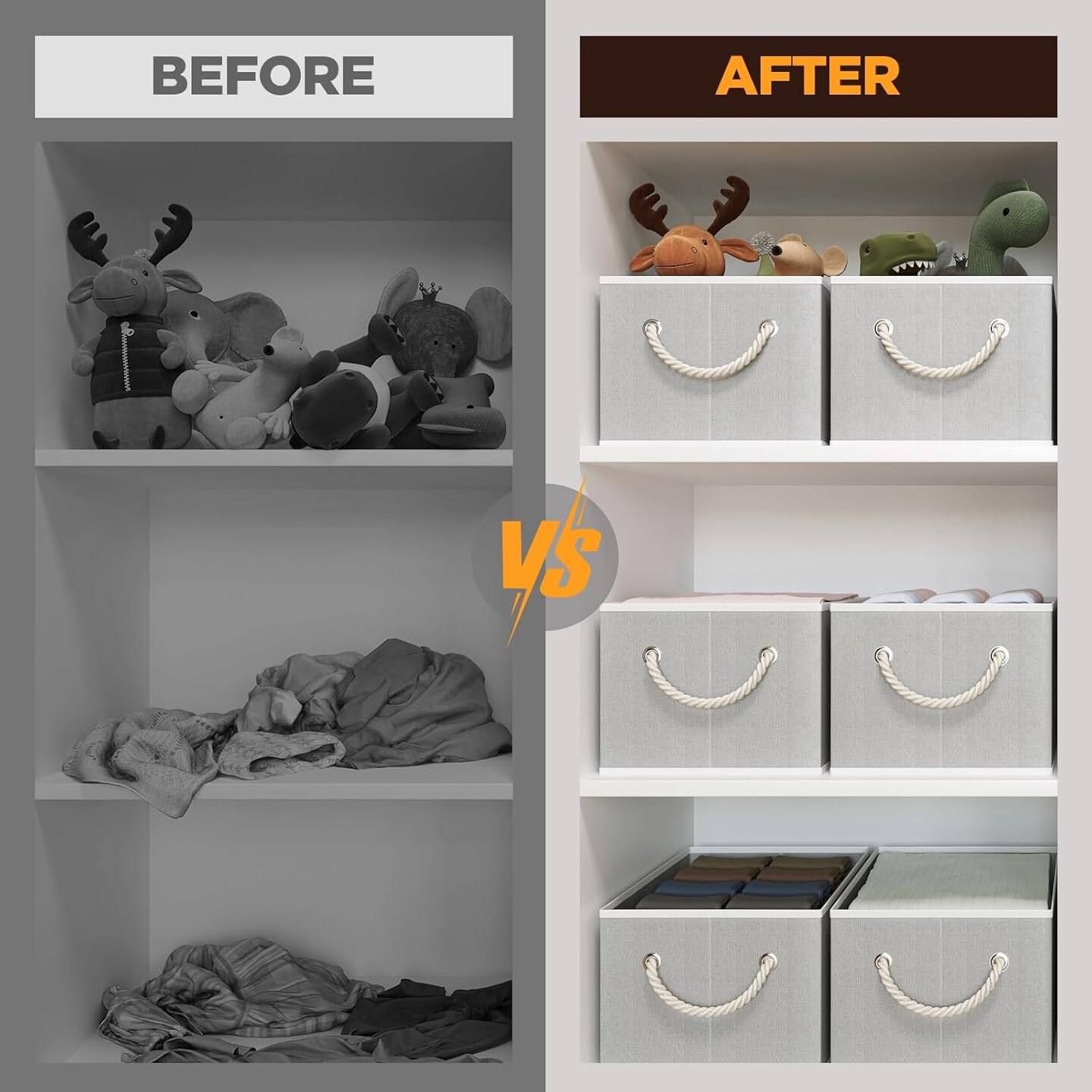 Fabric Storage Bins 4-Pack, Collapsible Storage Baskets for Organizing