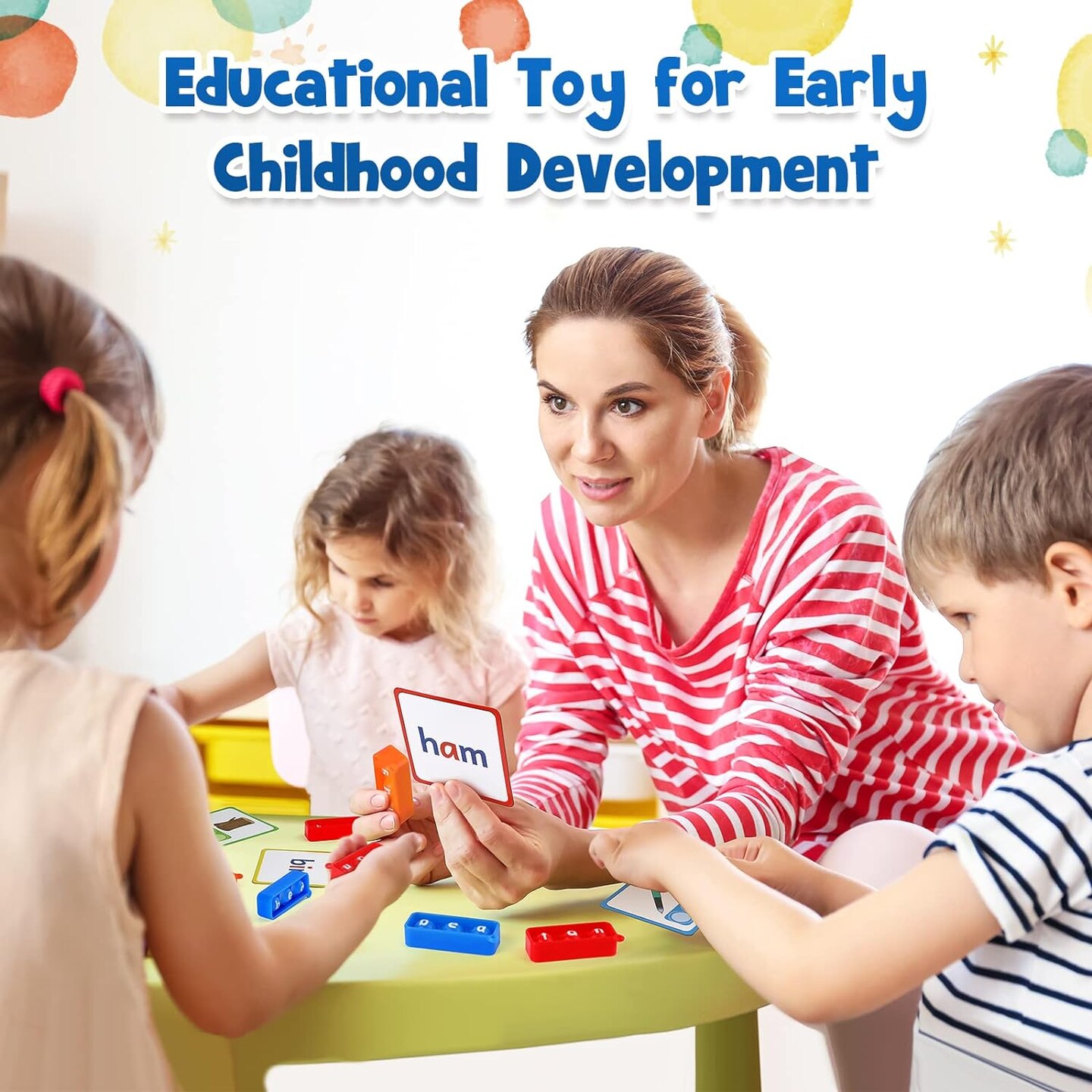 Phonics Games Flash Cards for Preschool Kindergarten Classroom Supplies,Special Education Reading Manipulative Spelling Toy for Learning Activity Teacher School