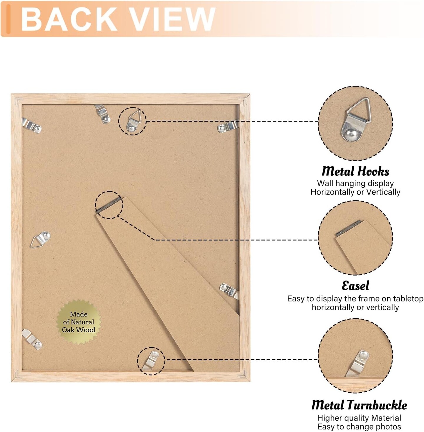 8x10 Picture Frame with Mat Set of 4,Solid Oak Wood 8 x 10 Photo Frame