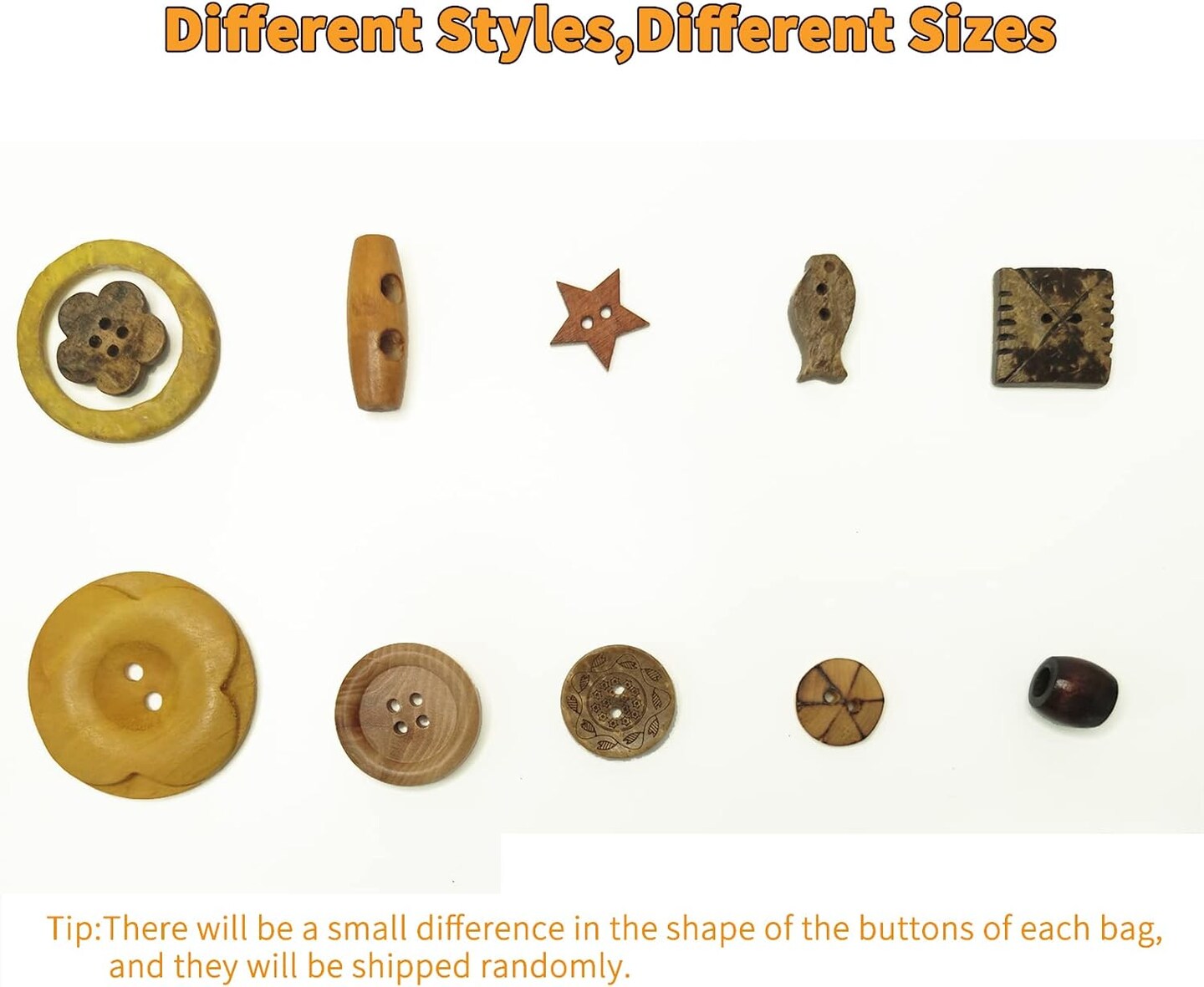 Mixed Vintage Wood Buttons for Crafts,Assorted Shapes Bulk DIY Sewing