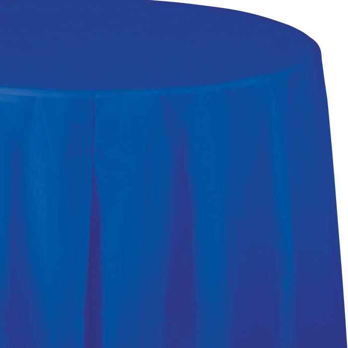 Bulk Pack of 2 Cobalt Round Plastic Tablecovers, 82&#x22;