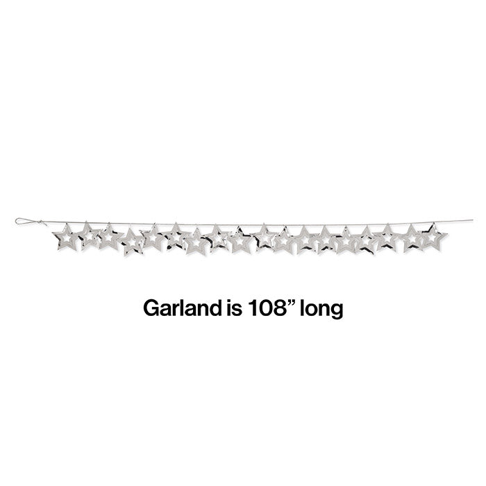 Silver Stars 9 ft Foil Garland