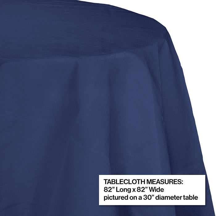 Navy 82&#x22; Round Polylined Tissue Tablecover