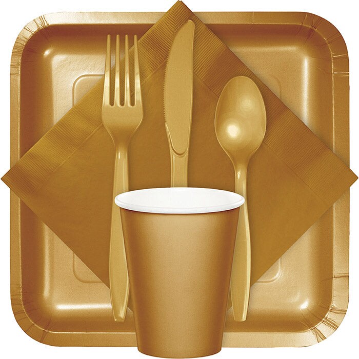 Glittering Gold Dinner Napkins 2Ply 1/8Fld 100/Pkg