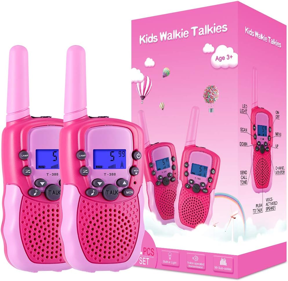 Toys for 3-12 Year Old Girls Boys, Walkie Talkies for Kids 22 Channels 2 Way Radio Toy with Backlit LCD Flashlight, 3 Miles Range for Outside, Camping, Hiking