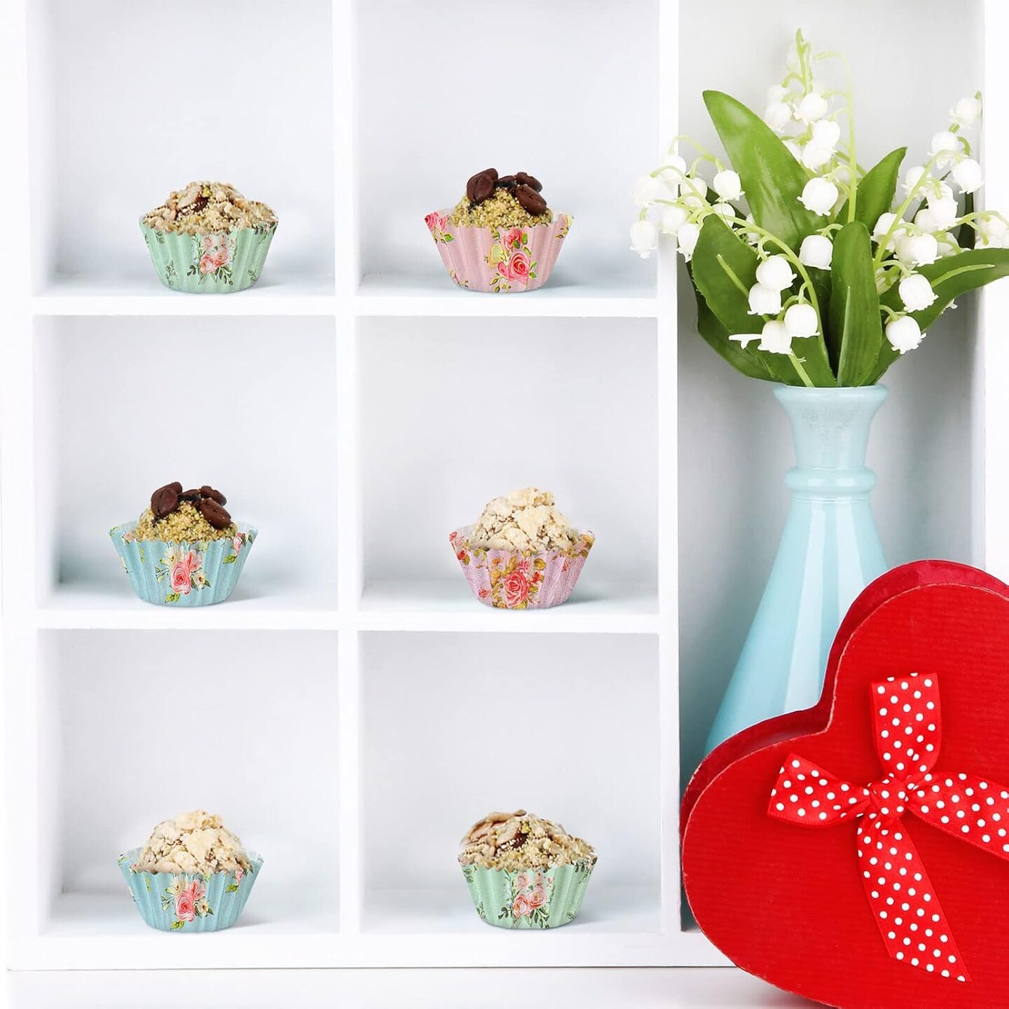 600 Pcs Floral Mini Cupcake Liners for Baking Watercolor Flower Small Cupcake Liners Wrappers Tea Party Baking Paper for Shower Wedding Bridal Showers Birthday Party Decoration