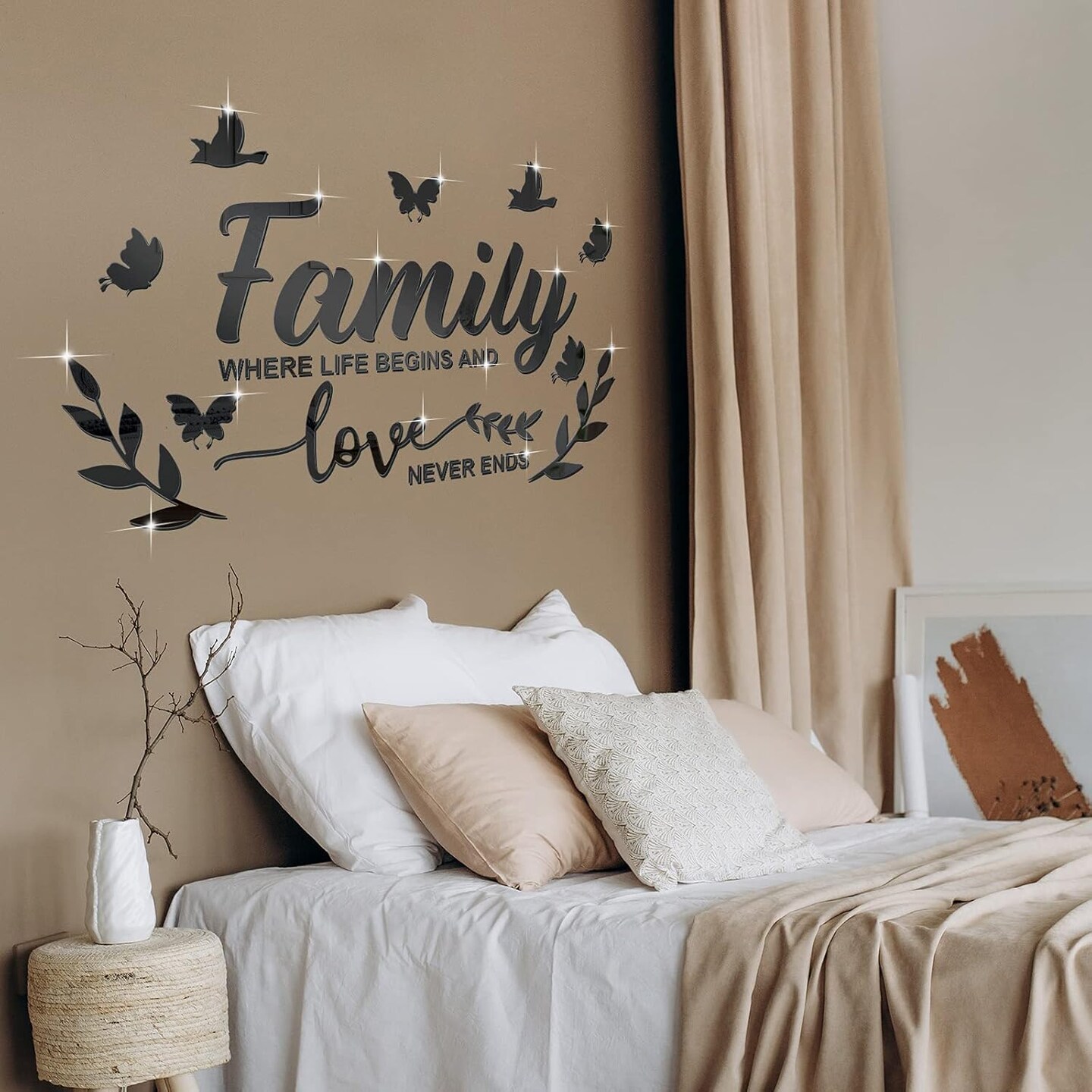 Mirror Family Wall Decor 3D Acrylic Wall Decal Stickers Family Letter Quotes
