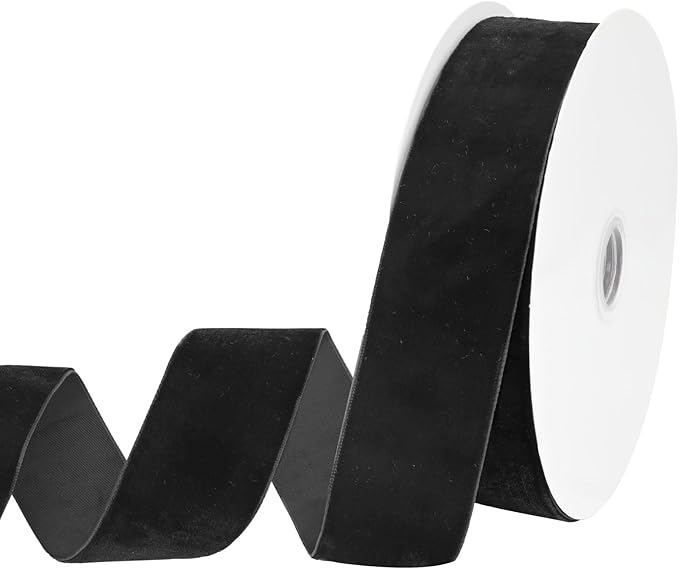 Black Velvet Ribbon 7/8 Inch Velvet Ribbon for Gift Wrapping Weddings Hair Bow Ribbons Headbands Bouquets-25 Yards
