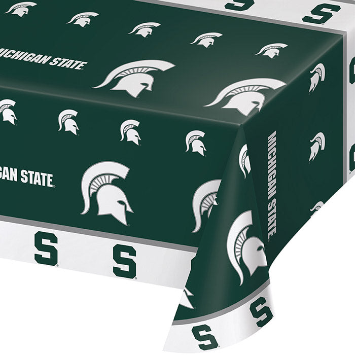 Bulk Pack of 2 Michigan State Spartans Plastic Table covers, 54&#x22;x108&#x22;