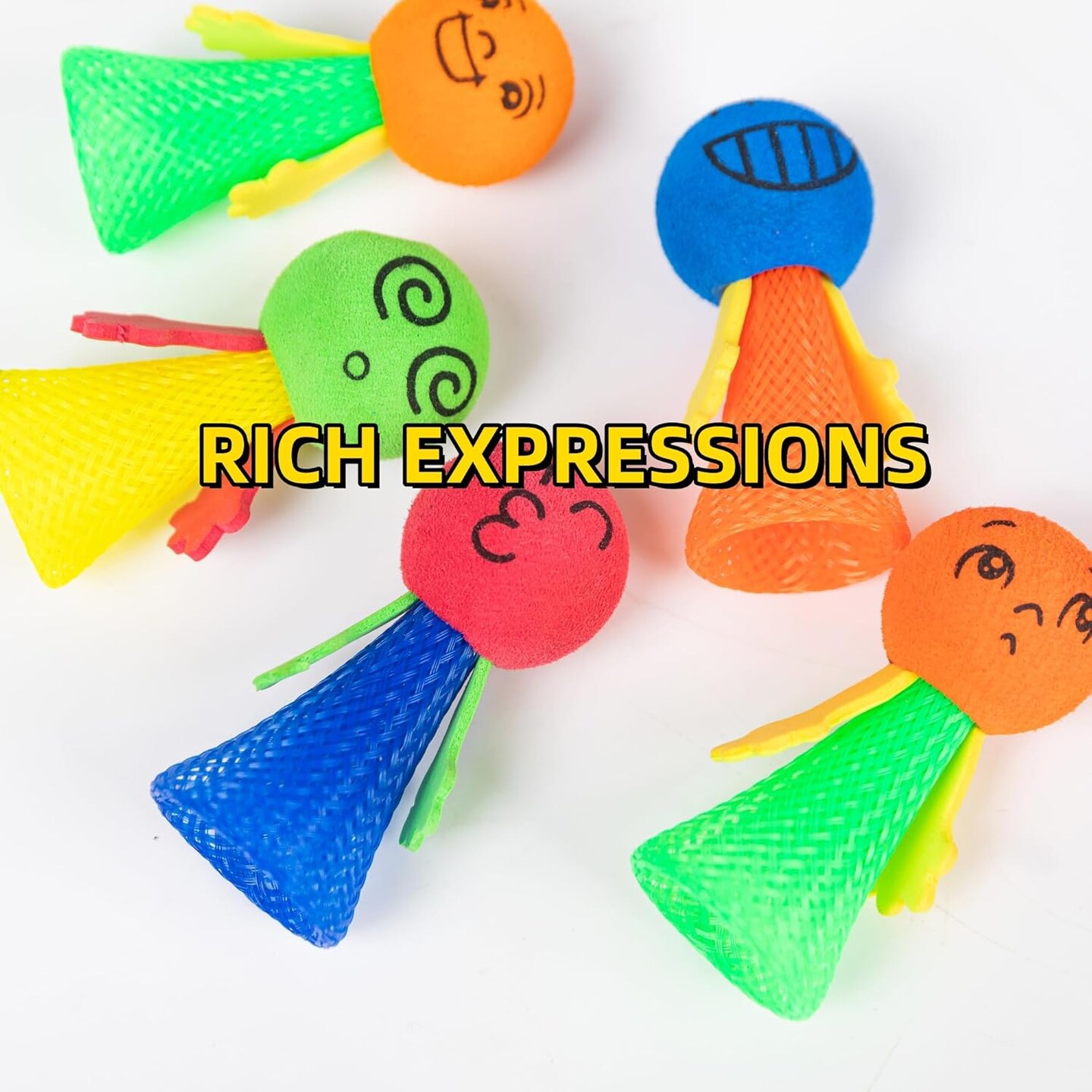 24Pcs Jumping Spring Rockets Launchers Toys-Fidget Emoticon Popper Toy Bouncy for Kids Toddlers Party Favors,Birthday Return Gifts,Valentines Day Gifts Goodie Bag Stuffers,Classroom Rewards Prizes