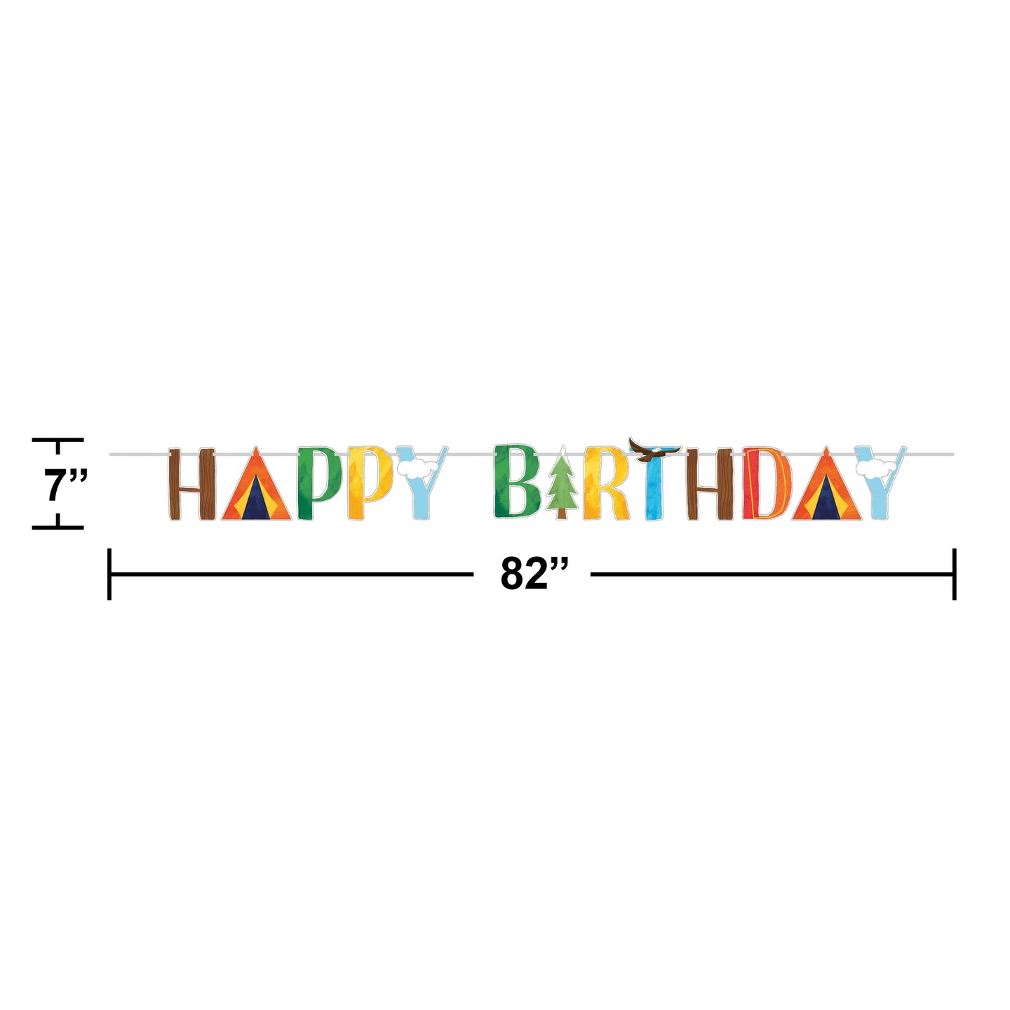 Bulk Pack of 2 Outdoor Adventure Letter Banners w/ Ribbon