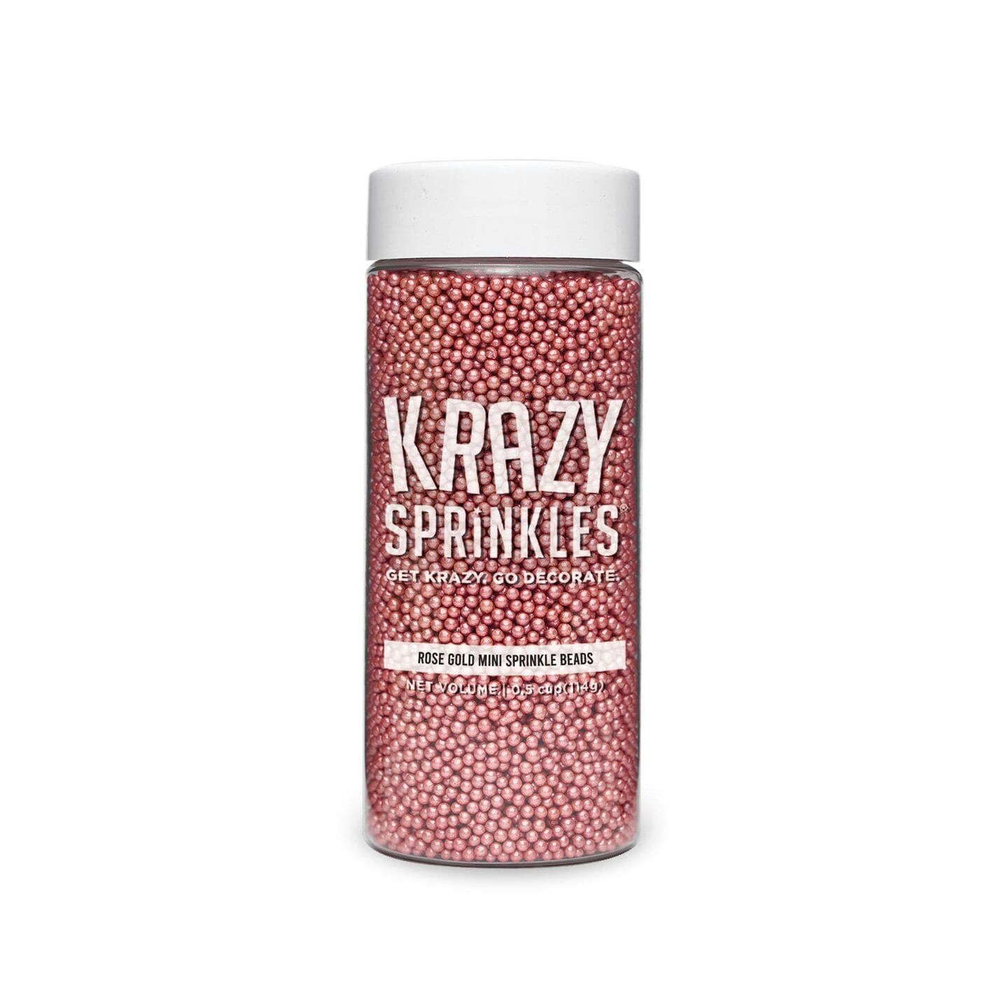 Krazy Sprinkles - Rose Gold Pearl Mini Beads (1/2 Cup, 1x Jar) for Cakes, Ice Cream & Cookies