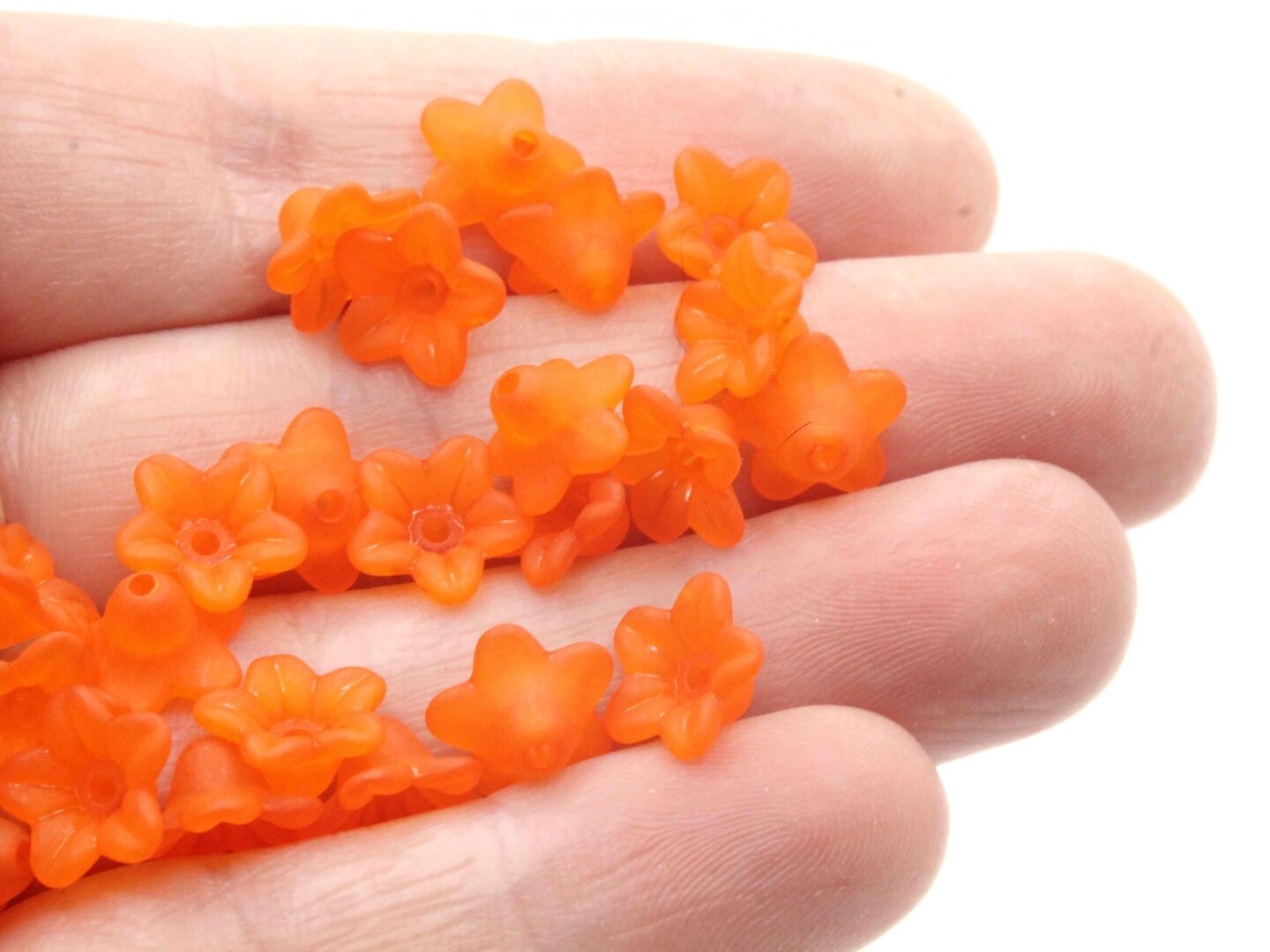 50 10mm Small Orange Flower Translucent Lucite Beads