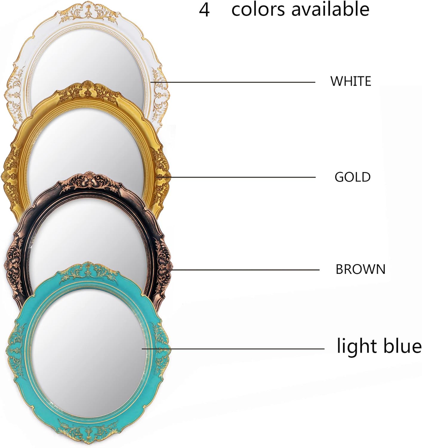 Vintage Hanging Mirrors for Bedroom Living-Room Dresser Decor Oval (Blue)