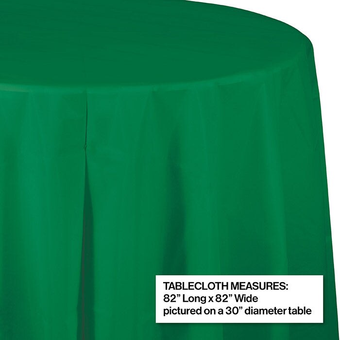 Emerald Green Round Plastic Tablecover, 82&#x22;