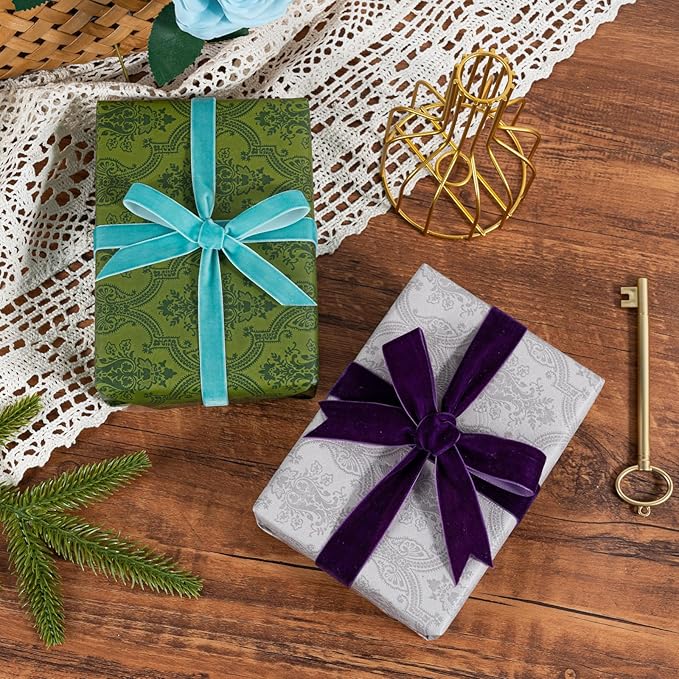 Purple Velvet Ribbon 3/8 inch × 25 Yards for Christmas Wreath Bow DIY Sewing Projects Gift Wrapping