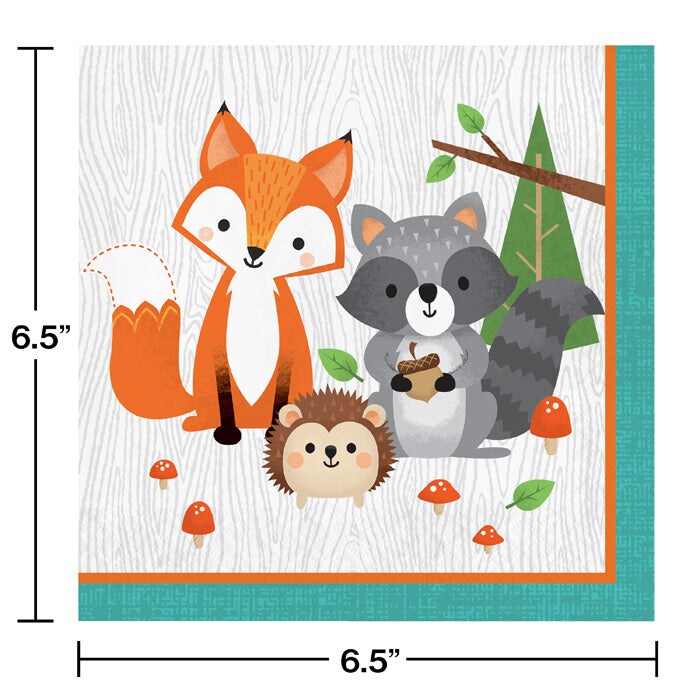 Wild One Woodland Animals Napkins (16/Pkg)