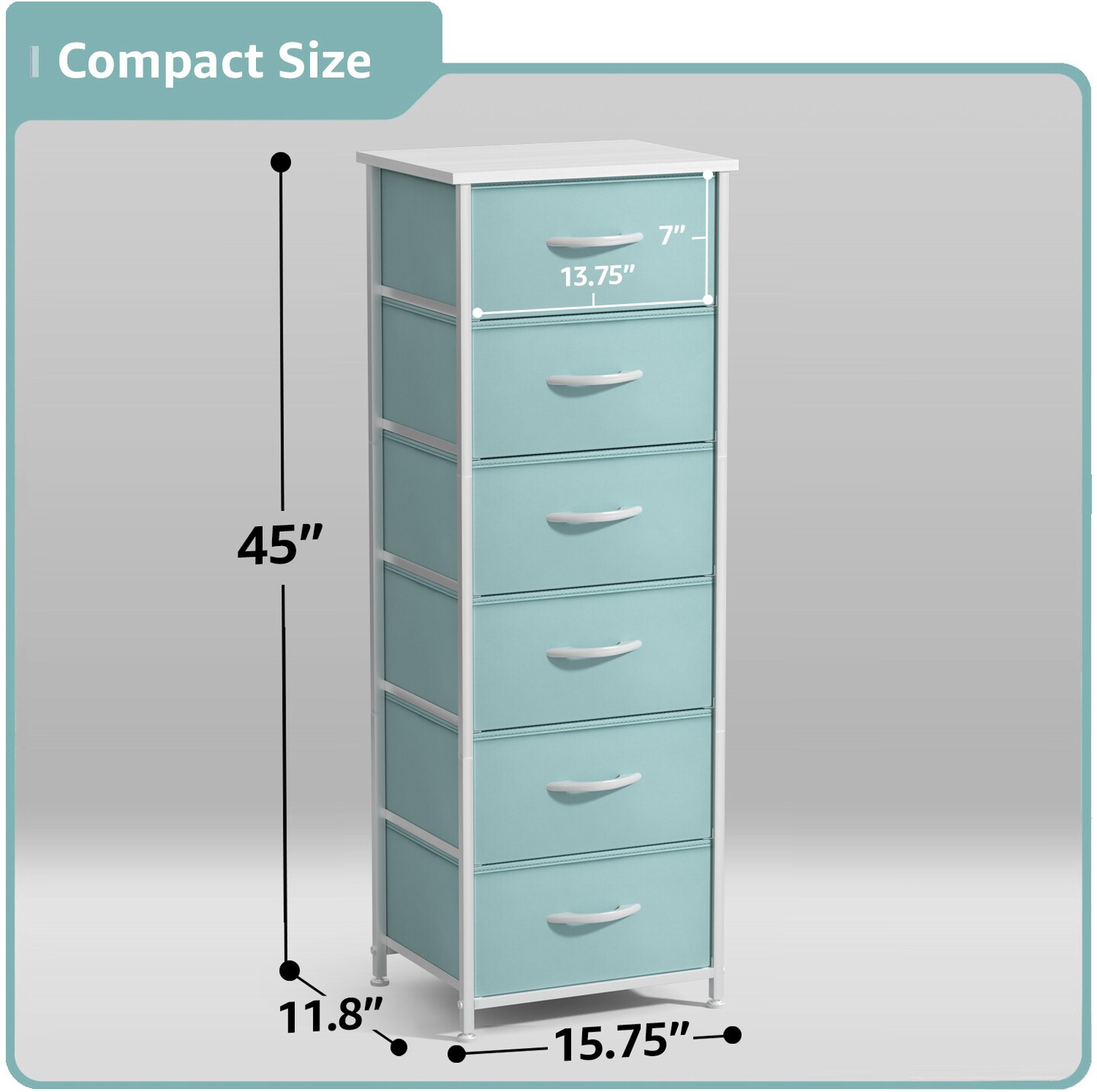 Sorbus 6 Drawers Tall Dresser with Steel Frame, Wood Top & Easy Pull Foldable Fabric Bins
