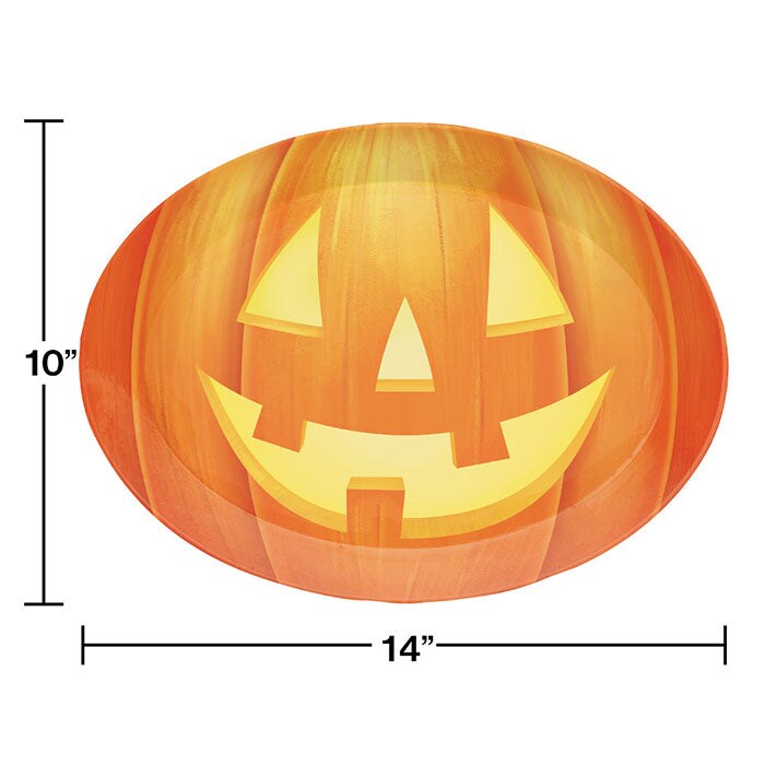 Halloween Pumpkin Plastic Tray, 10 X 14 Oval