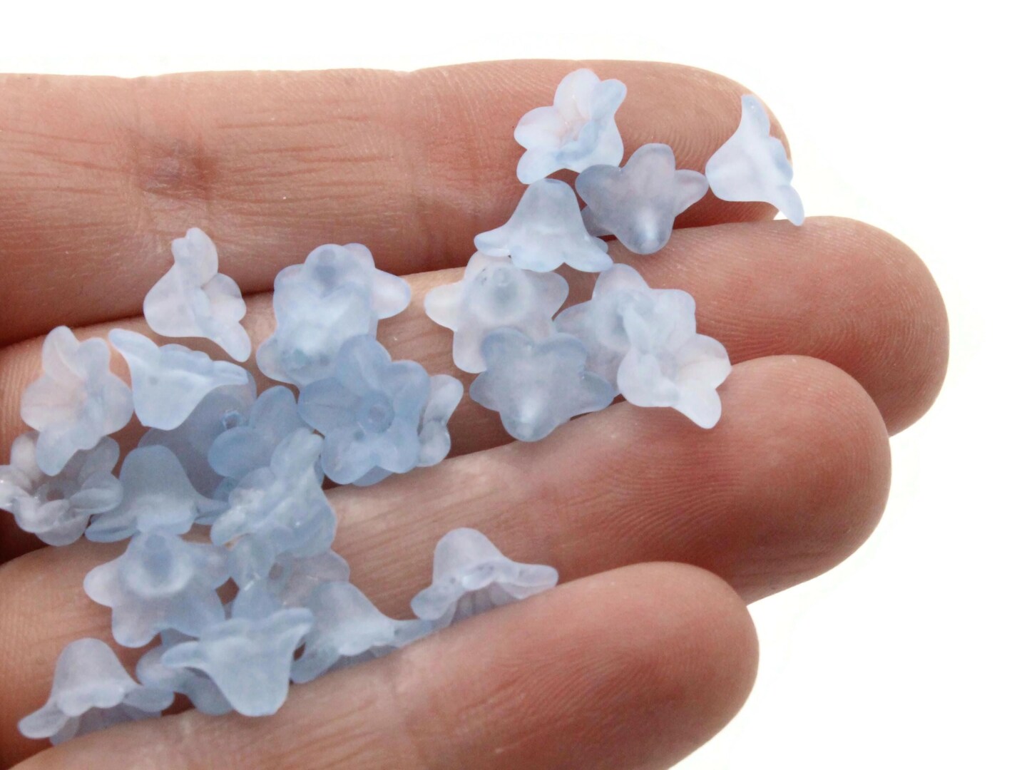 50 10mm Small Blue Flower Translucent Lucite Beads