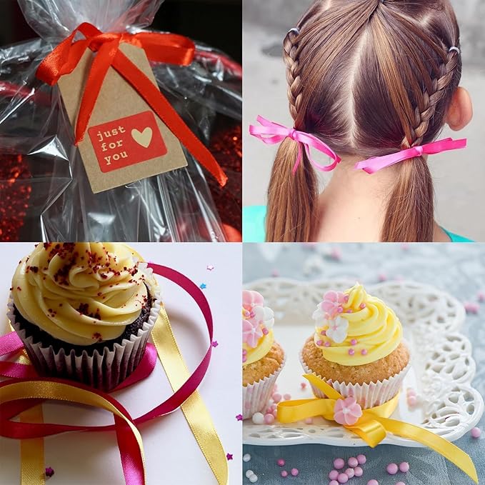 Double Faced Dusty Pink Satin Ribbon 1/4 Inch &#xD7; 100 Yards Satin Ribbon Ideal for Gift Wrapping Flower Bouquet Art Crafts Sewing Weddings Floral Arrangements &#x26; Bows