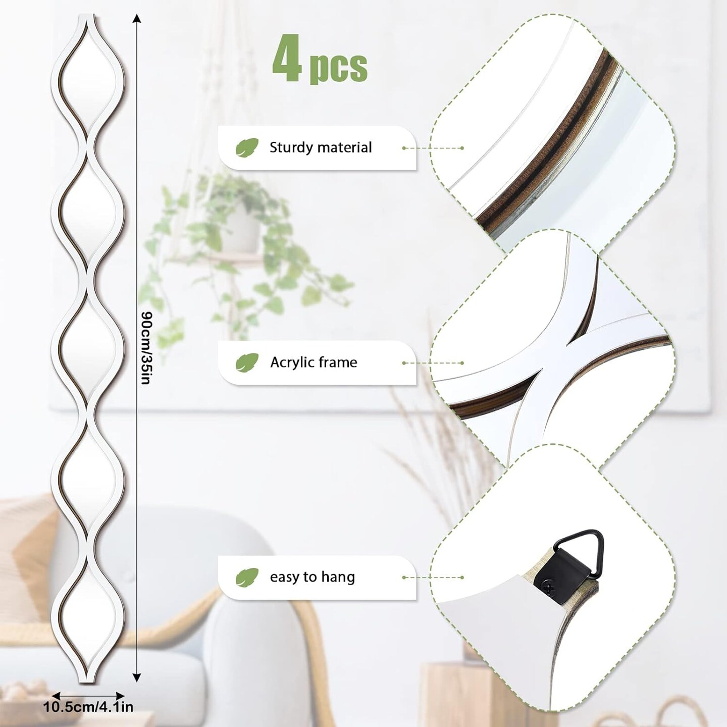 Teardrop Mirror Wall Art Decorative Mirror Wall