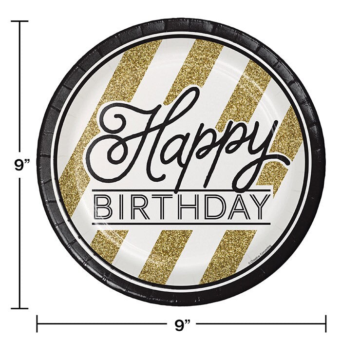 Black &#x26; Gold Paper Plates (8/Pkg)