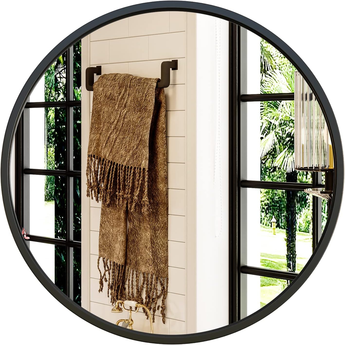 20'' Black Round Mirror, Circle Wall Mirror for Bathroom Vanity