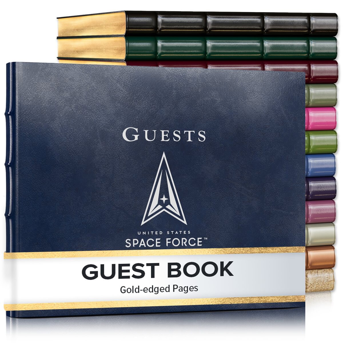 Gallery Leather Guest Book Special Events, add Photos, 192 Lined Pages, Bonded Leather, Hardcover, Gold-Gilded, Guestbook