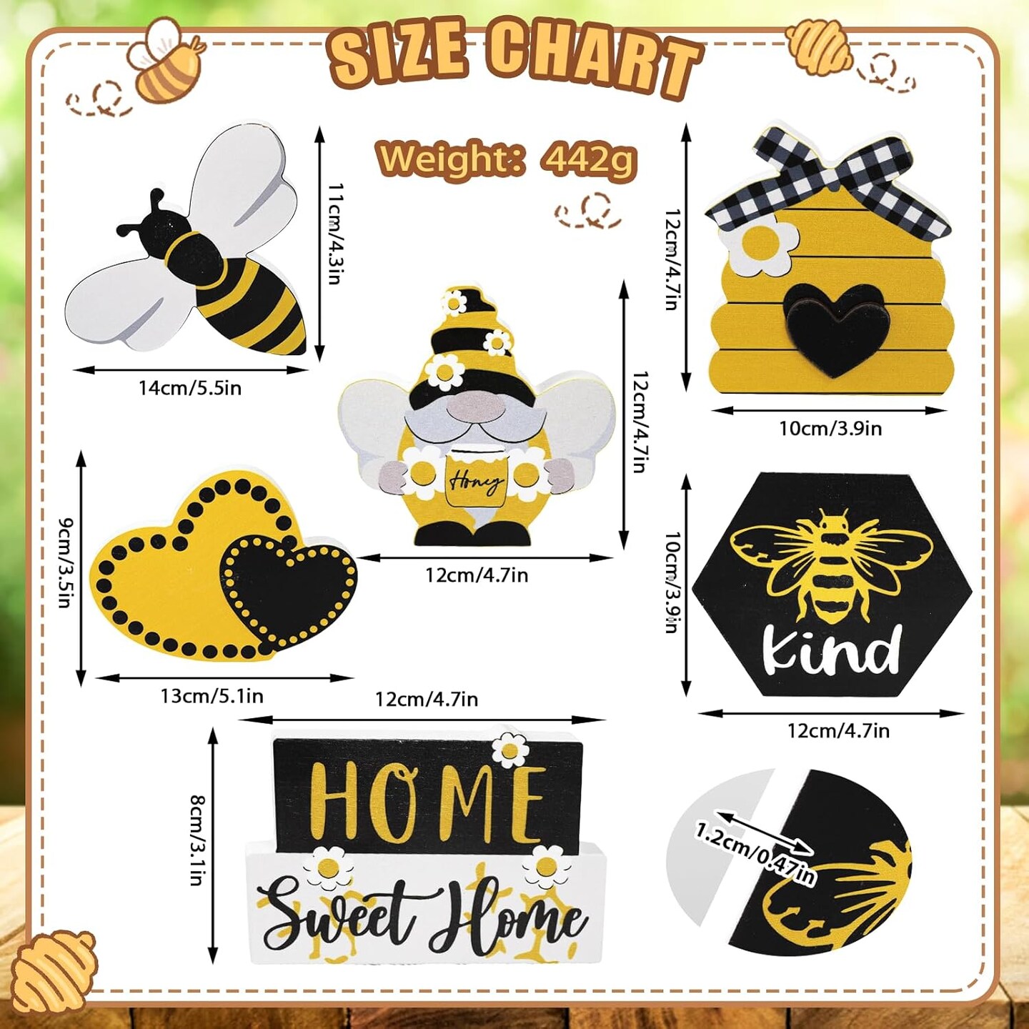 Summer Bee Tiered Tray Decor Set Honey Bee Decor Wooden Signs Farmhouse Sunflower Bee Mini Wood Tabletop Decorations for Home Kitchen