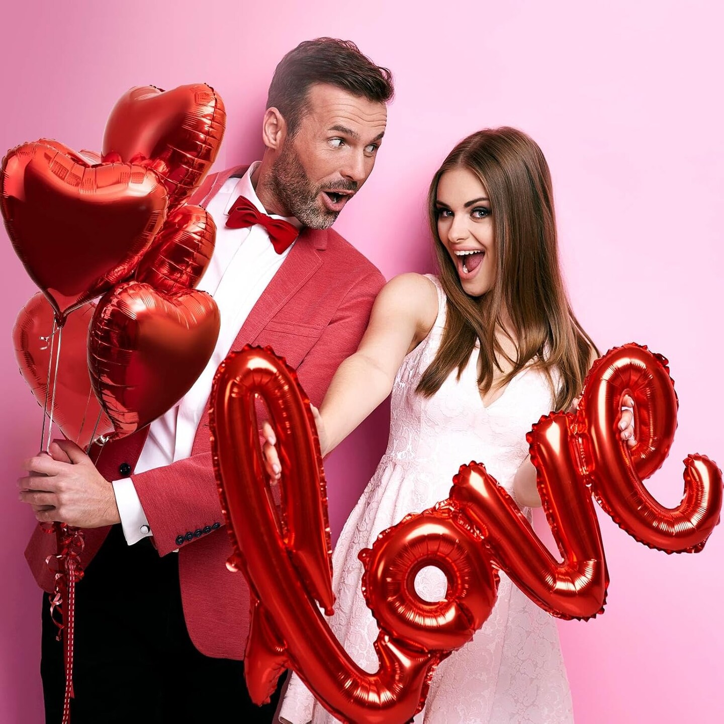 Red LOVE Foil Balloons and 18 Inch Red Heart Foil Balloons