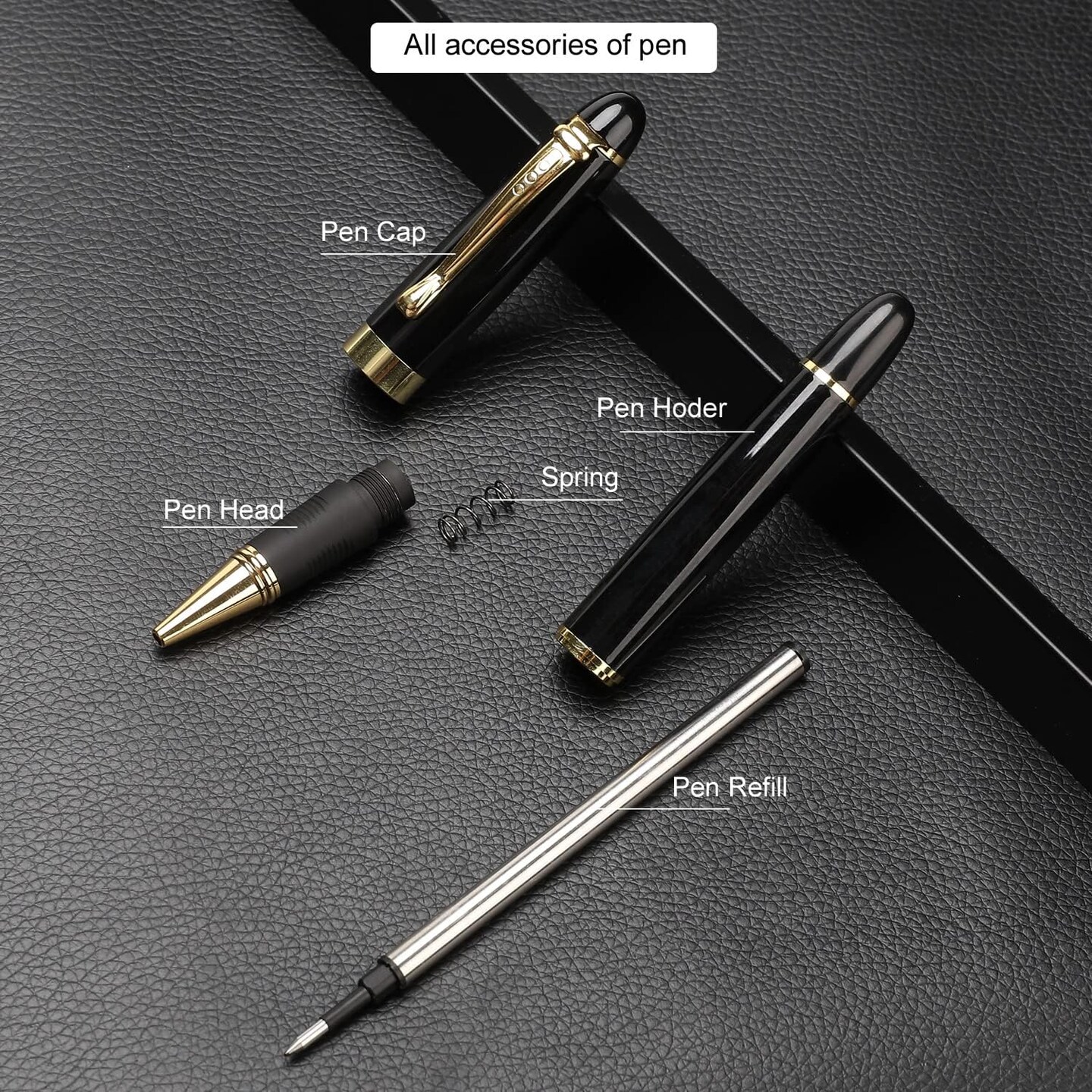 Ballpoint Pens Nice Ball Pen Best Gift for Men Professional Executive Office BallPens Classy Gift Box Ballpoint Black Refill Line width 0.5mm (Black)