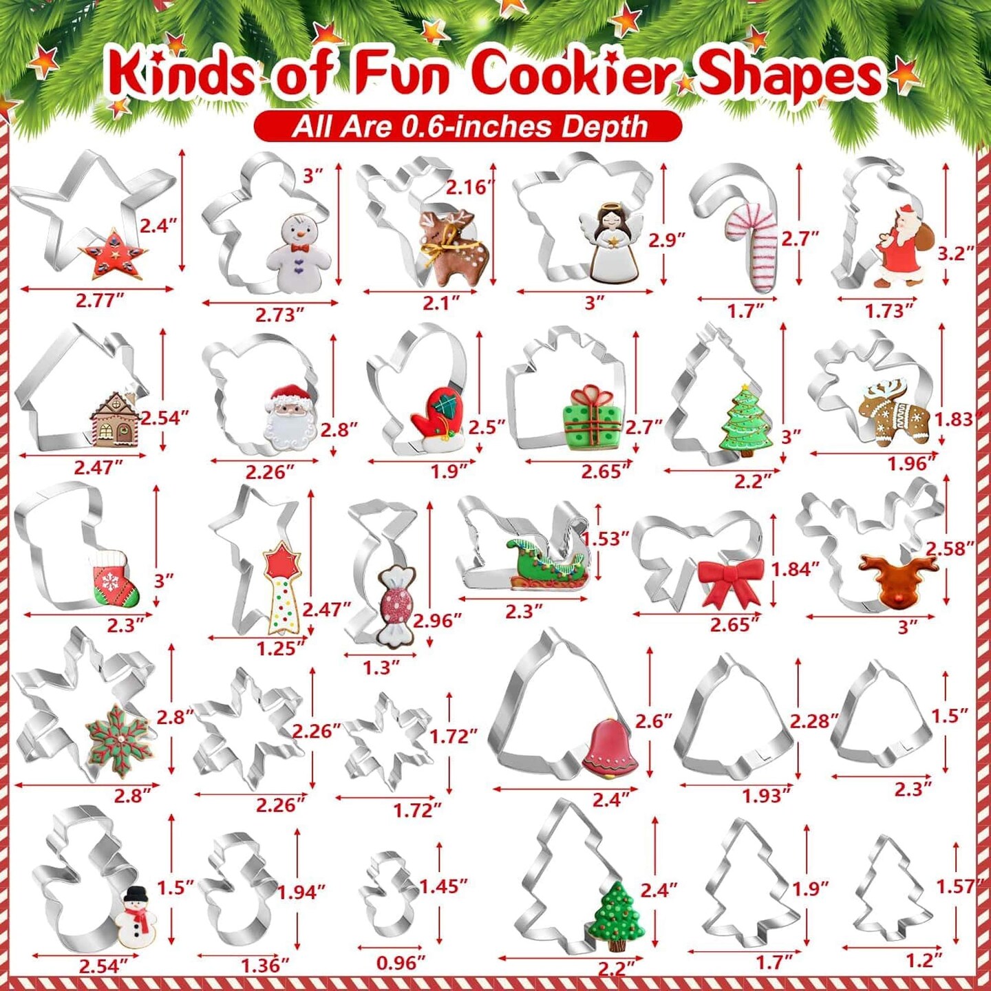 Christmas Cookie Cutters Set 30 Pieces