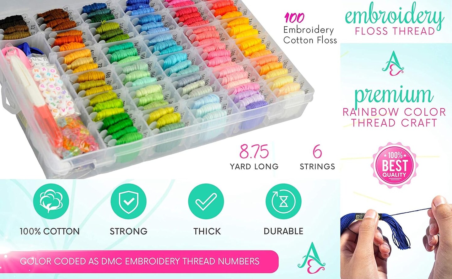 Embroidery Floss - 276 Pcs Cross Stitch Thread and Accessories - Perfect for Bracelet Making &#x26; DIY Embroidery Projects | Bonus Accessories Included