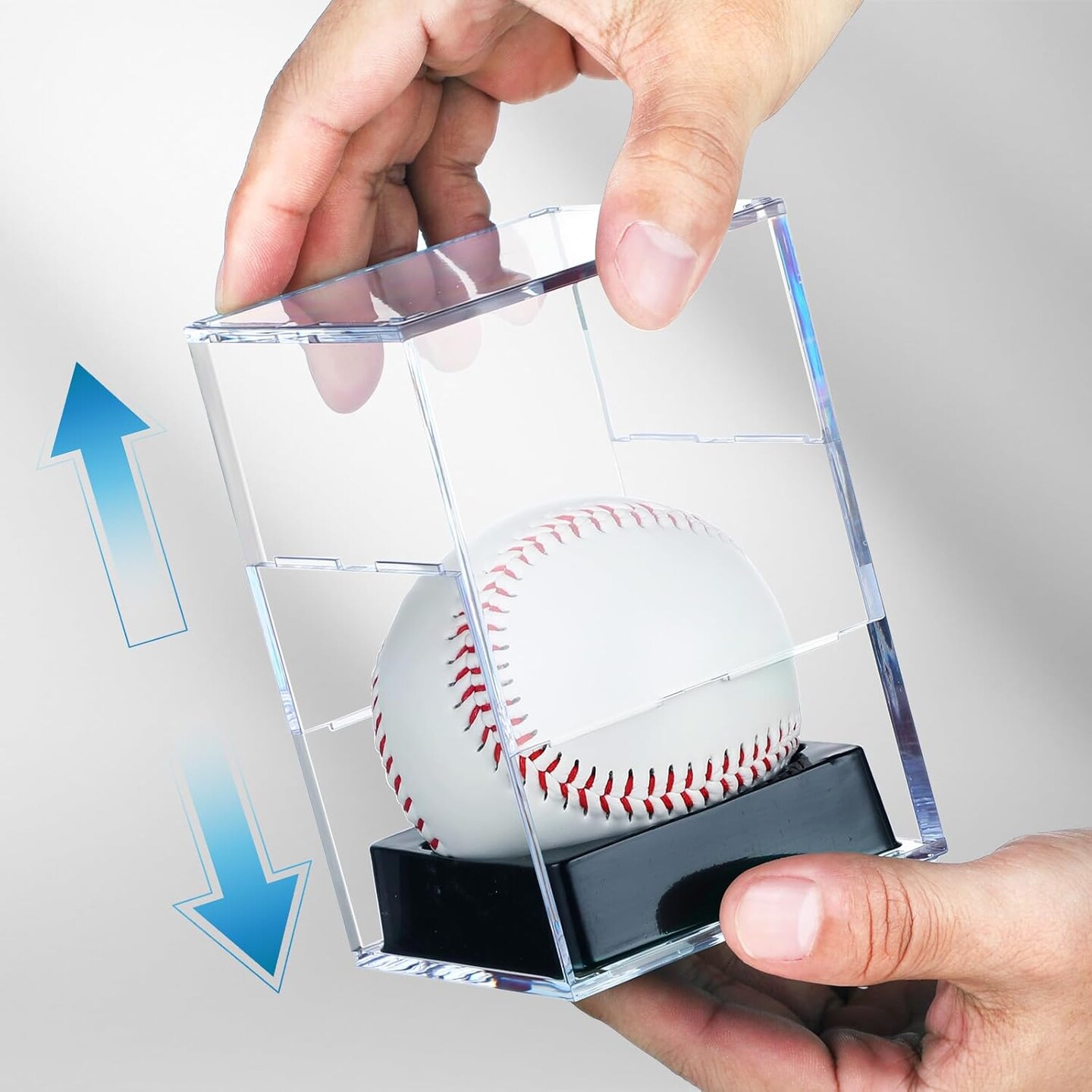 8-Pack Black-Stand Baseball Display Case - UV Protected Acrylic Square Baseball Holder, Official Size Baseball Display Box, Clear Display Cube Baseball Memorabilia Showcase Autographed Ball Protector