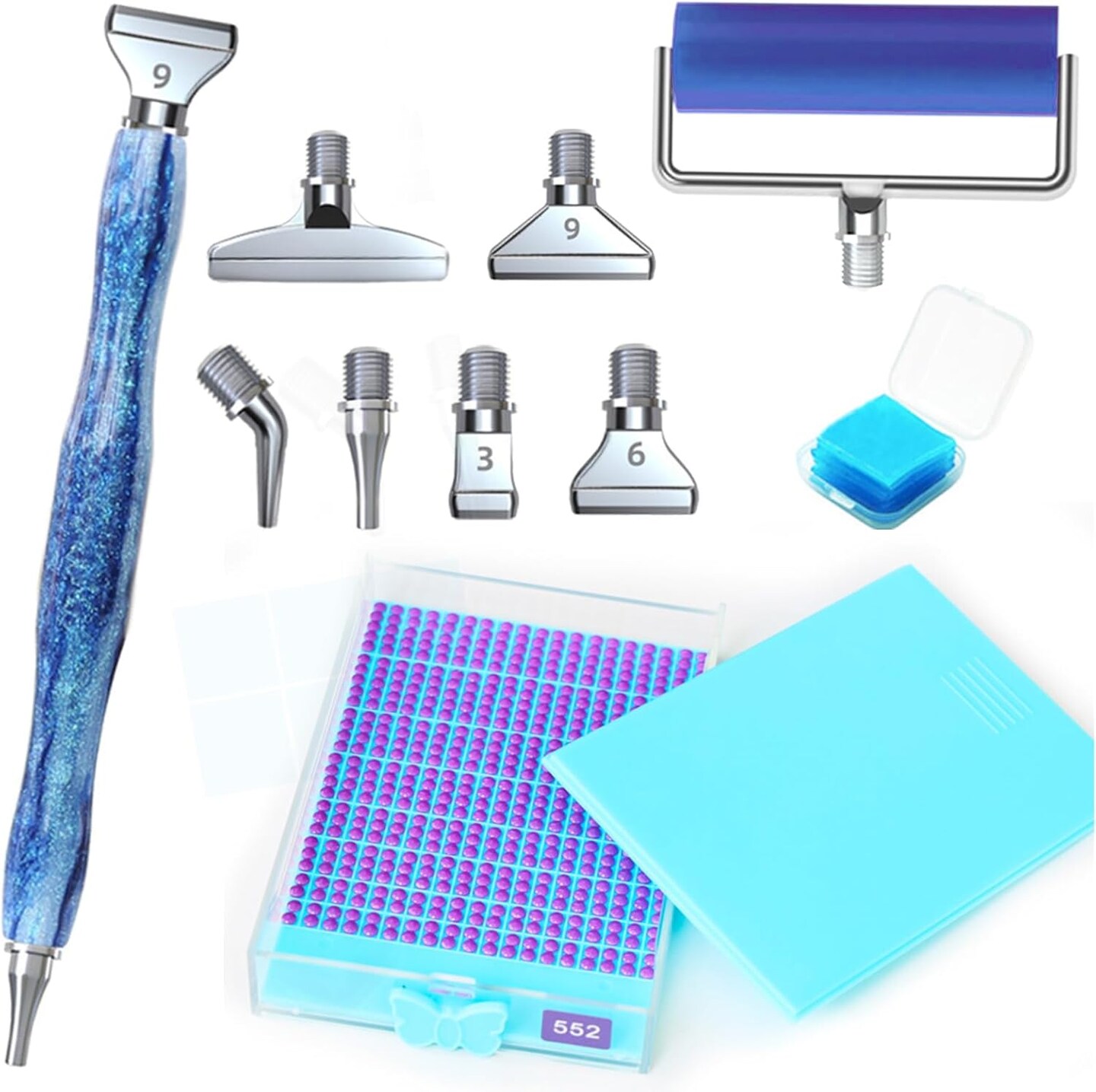 Diamond Painting Accessories Tools, Diamond Painting Pen Metal Thread Screw in/Out Tips, Bead Sorting Trays, Wheel Roller Tool, Ergonomic Diamond Art Drill Pen for Adults or Kids 5D DIY