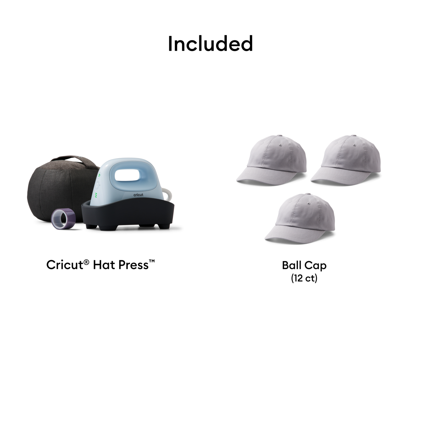 Cricut Hat Press Heat Press Machine with 3 Baseball Hat Blanks