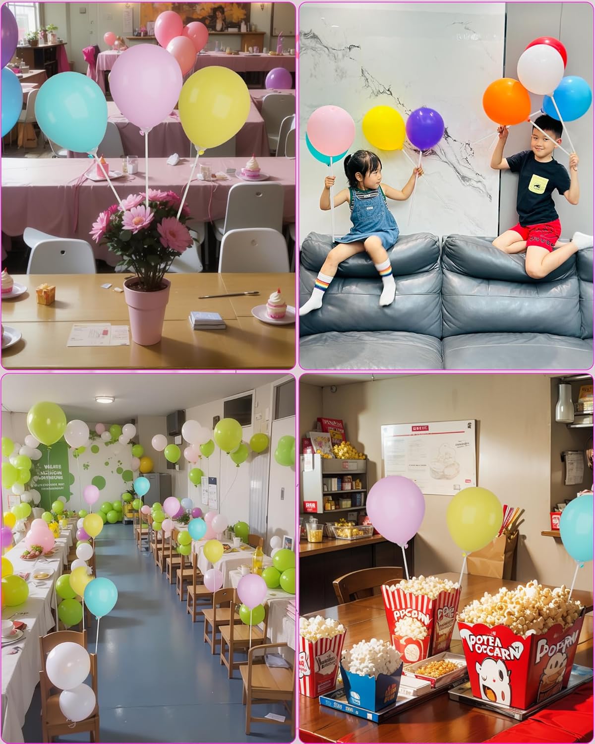 Paper Balloon Sticks Set of 100, White Handheld Balloon Holders for Party Favors, Props, Decoration, No Helium Needed