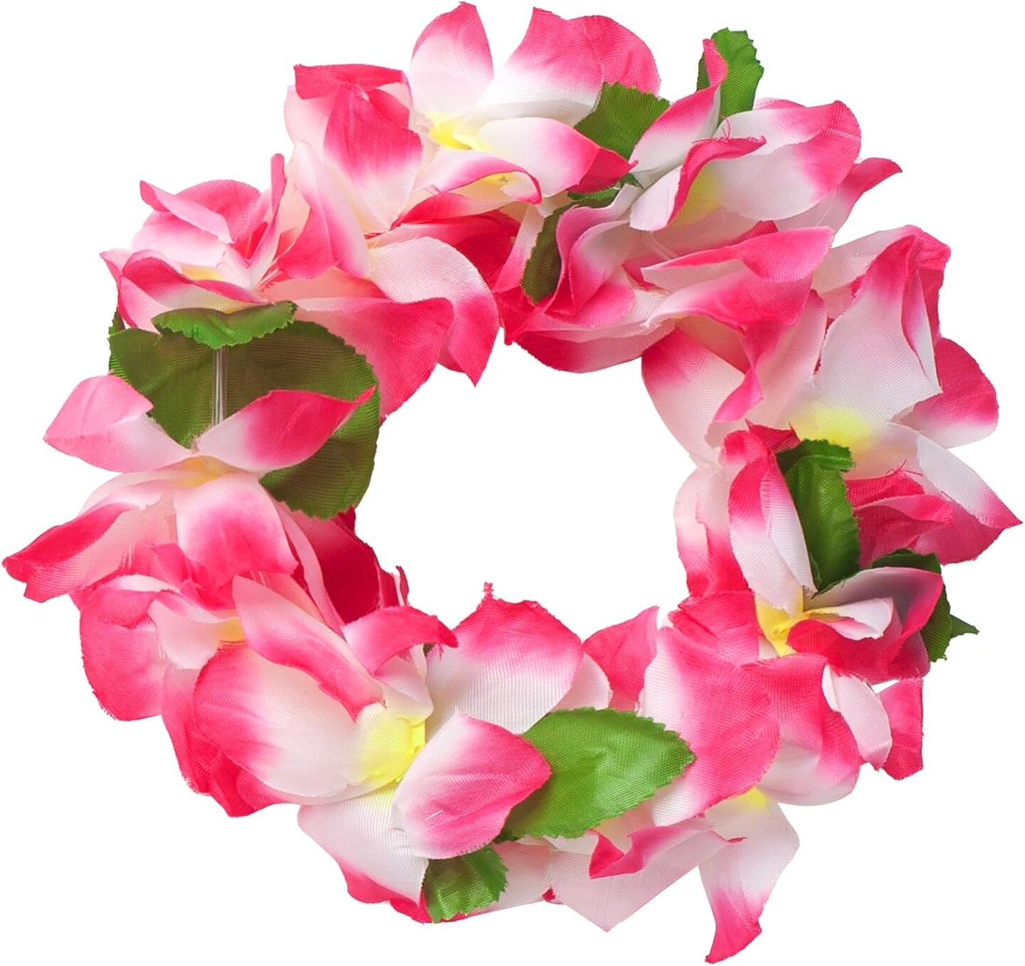Hawaiian Leis Luau Party Wreath Set - Flower Necklace Headband and Bracelets, Great for Beach Wedding Birthday Holiday Hawaii Theme Party Activity Graduation Decoration (Pink)