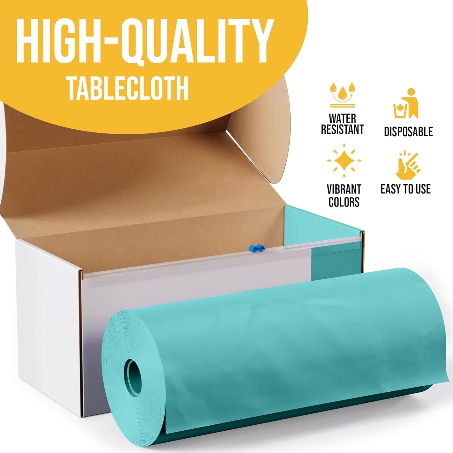 Aqua Plastic Table Cover Roll, 54″ × 300′ Cut-to-Size with Slide Cutter
