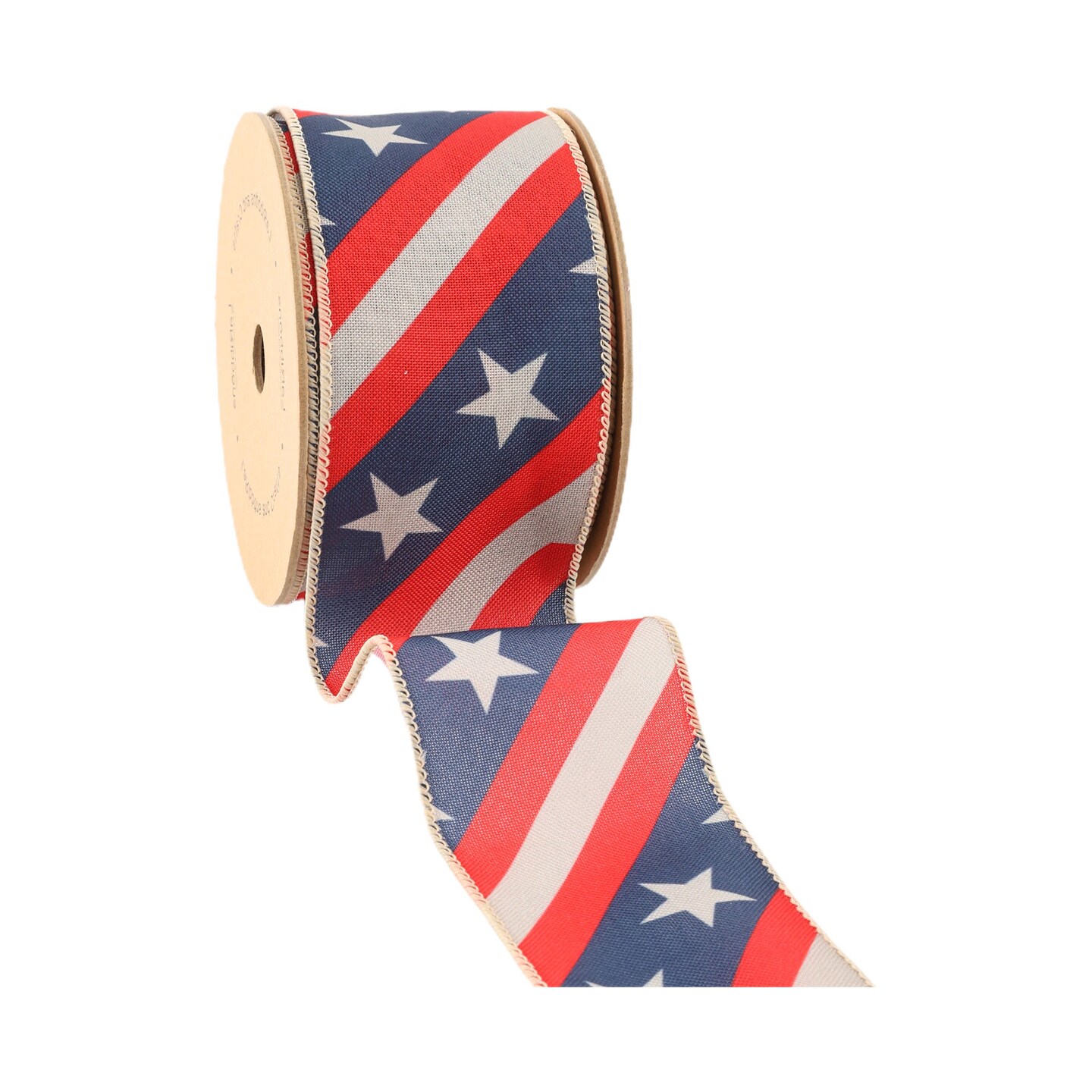 LaRibbons 2 1/2" Wired Ribbon | Stars/Stripes Bias Cut | 10 Yard Roll