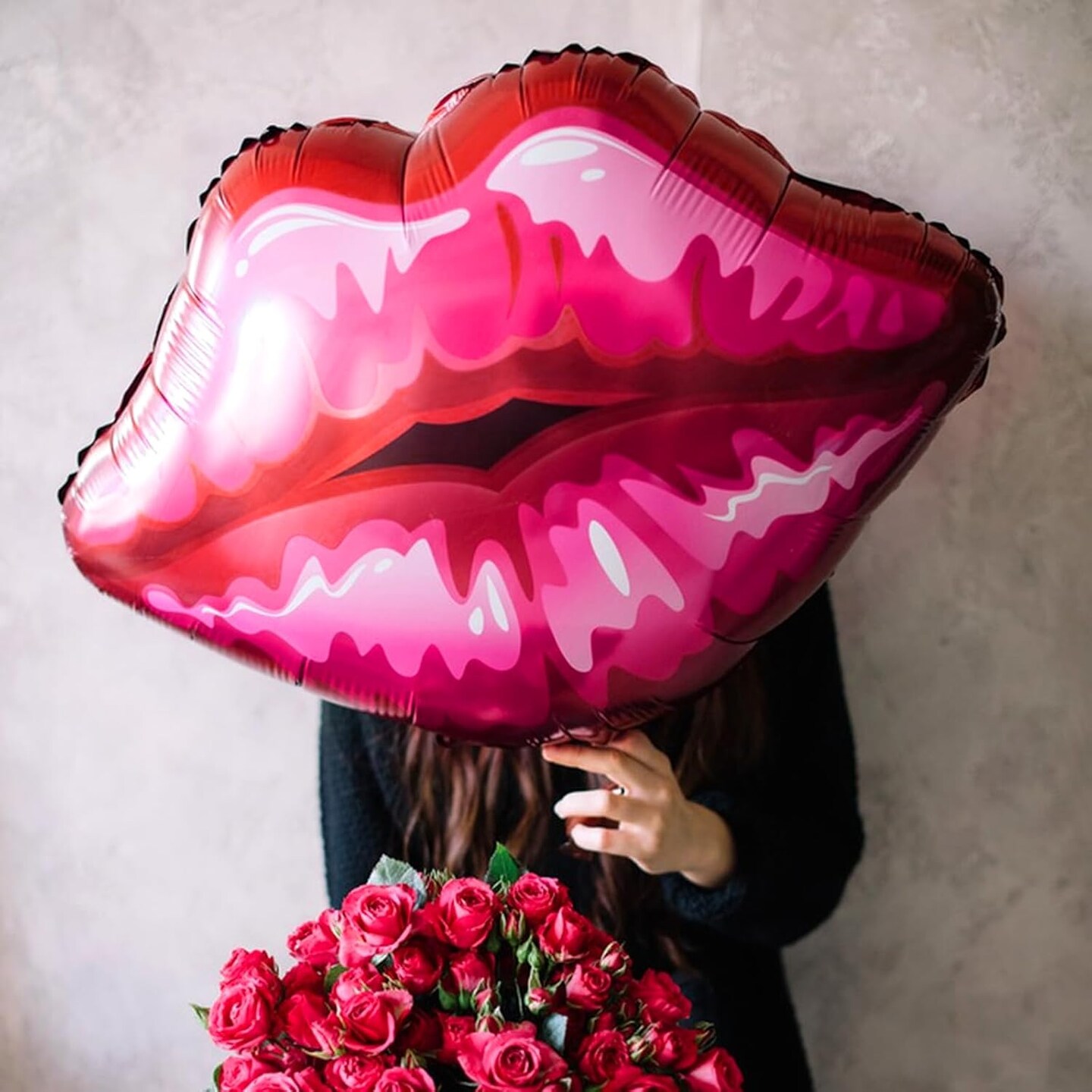 6 PCS Red Lip Balloon Set, Hot Pink Kiss Decorations