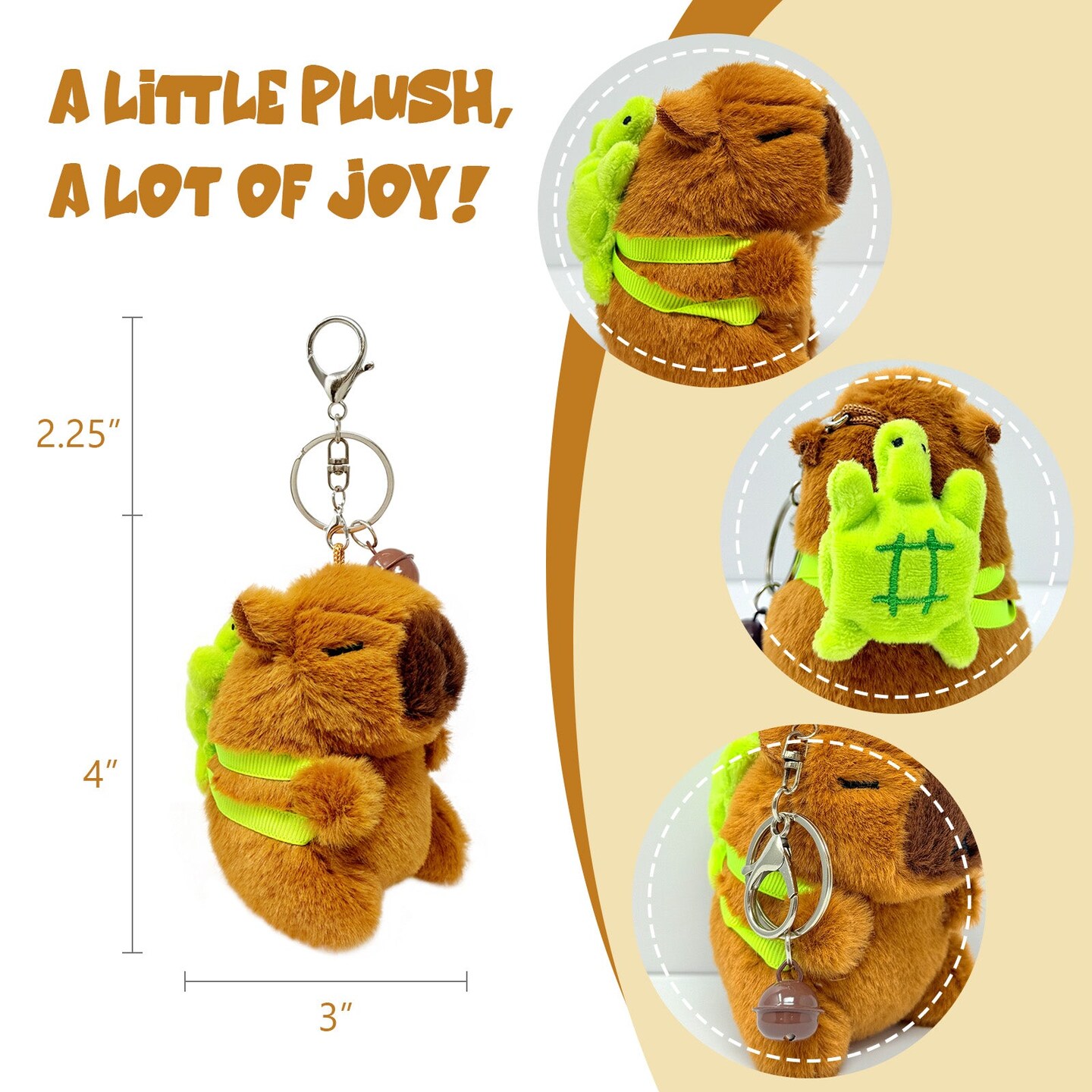 Wrapables Cute Plush Keychain Pendant Charm for Bag, Capybara