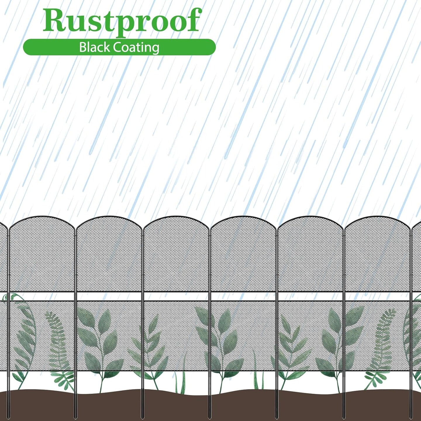 38.5in/98cm H x 10ft/3m L Expandable Metal Mesh Garden Fence (10-Pack) - Rustproof Arched Decorative Panels for Yard, Patio, Flower Beds &#x26; Small Animal Barrier