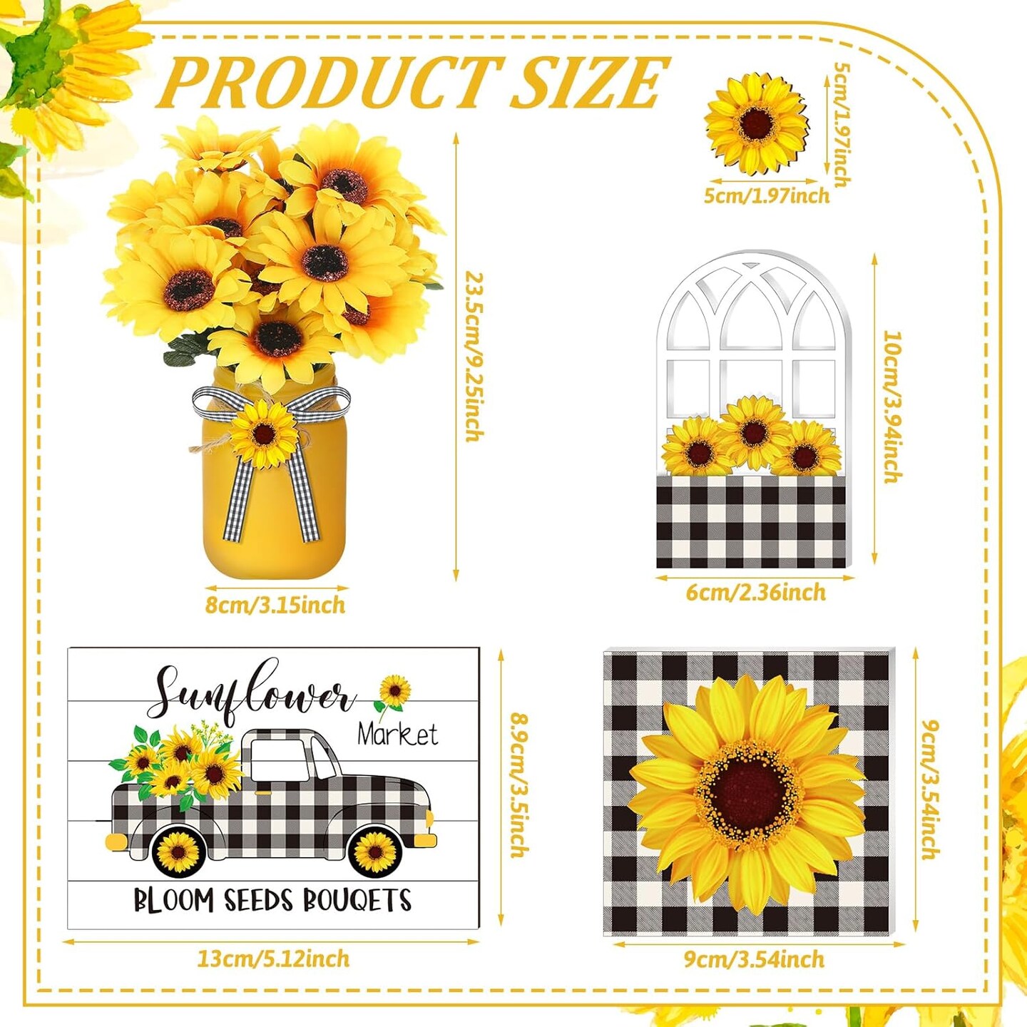 12PCS Sunflower Mason Jar Centerpieces – Rustic Summer Table & Wedding Decor