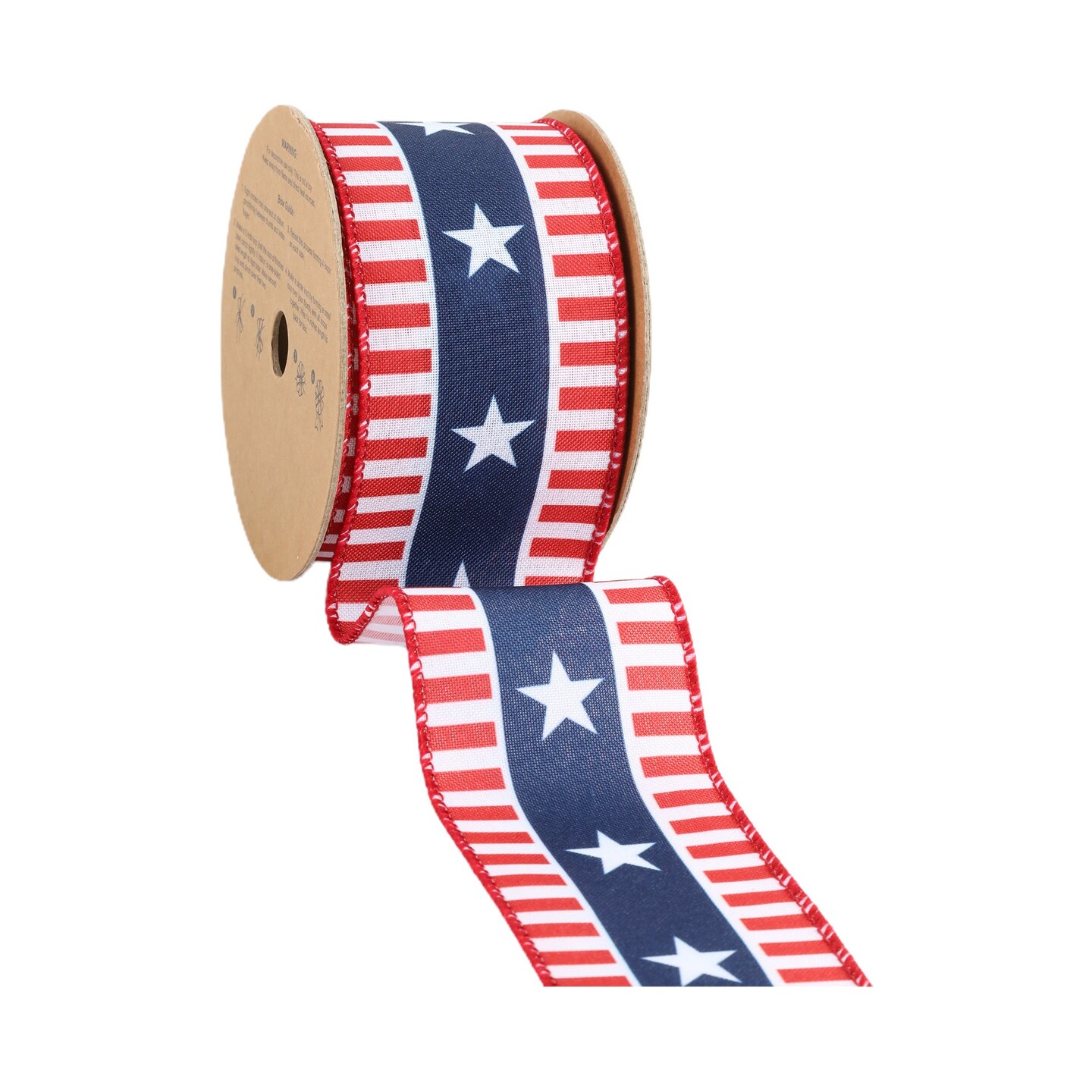 LaRibbons 2 1/2&#x22; Wired Ribbon | Red/White/Blue Stars and Stripes | 10 Yard Roll