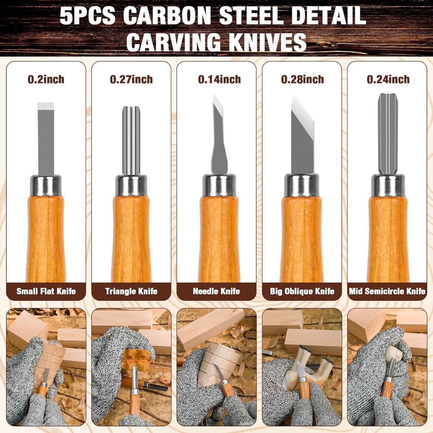 Wood Carving Kit, 23pcs Wood Carving Tool with 4PCS Wood Carving Knives &#x26; 5PCS Detail Knives 9 Basswood Blocks &#x26; Gloves &#x26; Roll Bag &#x26; Strop Block &#x26; Polishing Compound Whittling Kit Hobbies for Adults