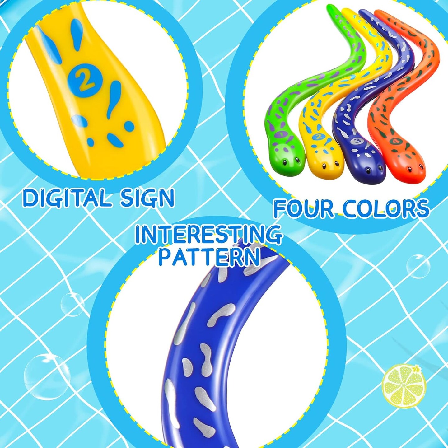 Summer 4 Pieces Dive Eels Catch a Snake Dive Toys Water Snake Toy Swimming Pool Games for Toddlers Boys Girls Teens Adults