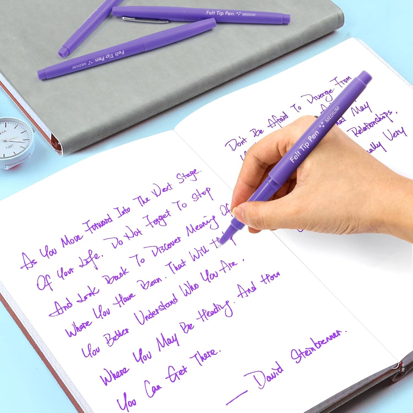 Felt Tip Pens, 60 Purple Pens, 0.7mm Medium Point Felt Pens, Felt Tip Markers Pens for Journaling, Writing, Note Taking, Planner, Perfect for Art Office and School Supplies