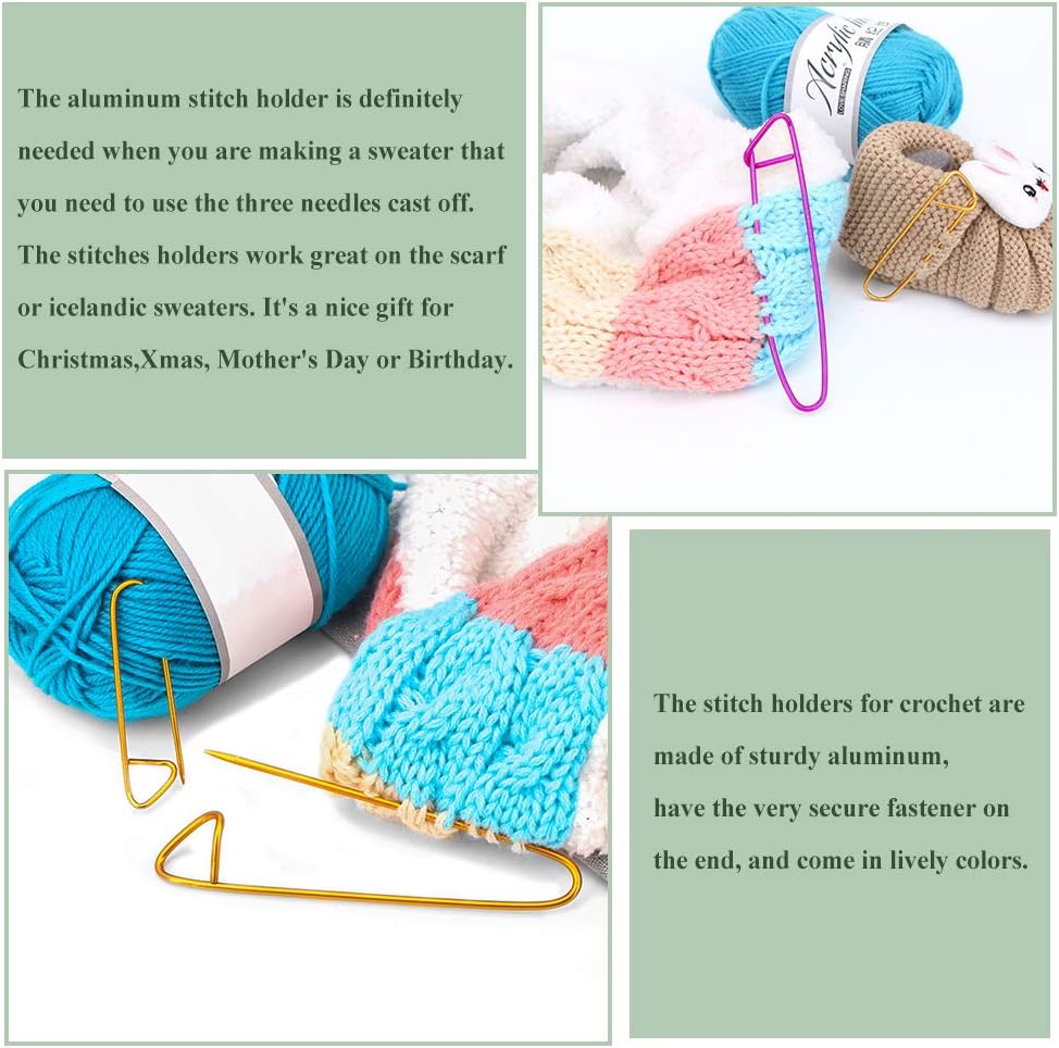 Loom Needle, Loom Hook Set, Colorful Knitting Loom Hook, Large-Eye Sewing Needles, Knitting Stitch Markers, Yarn Stitch Holders